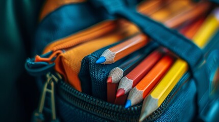 Close Up of a Bag of Pencils With Assorted Colors and Brands, Back to school