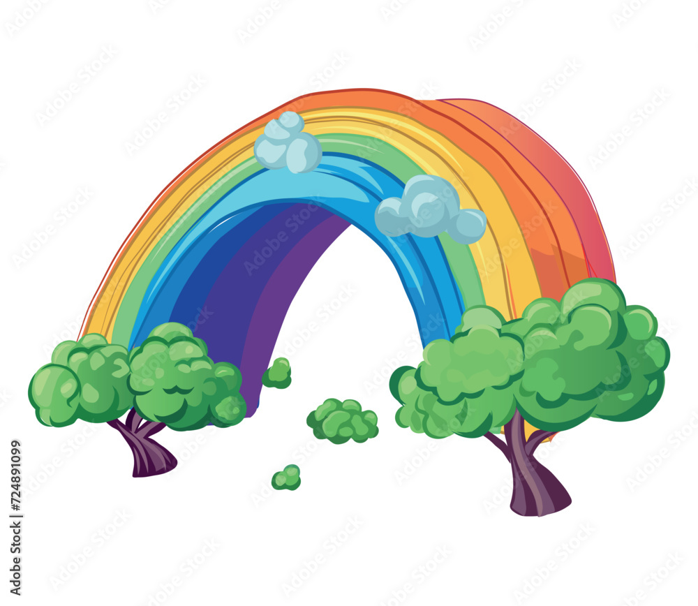 Poster rainbow element of colorful set. this enchanting illustration features a whimsical cartoon rainbow d