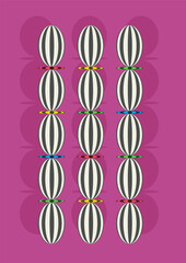 Abstract graphic poster compositions. Beads, rythms, black and white mood. 