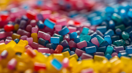Fototapeta na wymiar Plastic pellets Background Close-up Plastic granules Polymer plastic beads resin polymer