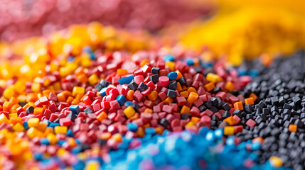 Obraz premium Plastic pellets Background Close-up Plastic granules Polymer plastic beads resin polymer