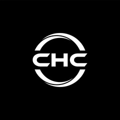 CHC letter logo design with black background in illustrator, cube logo, vector logo, modern alphabet font overlap style. calligraphy designs for logo, Poster, Invitation, etc.