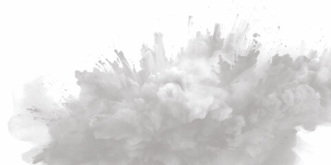Black powder explosion with dark colors isolated white background. Abstract powder splatted on white background, freeze motion of black powder exploding or throwing black powder.	 - obrazy, fototapety, plakaty