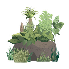 Artichelen tropical plant. In this eye-catching illustration of a jungle plants design and cartoon artistry harmoniously blend on a blank white canvas. Vector illustration.