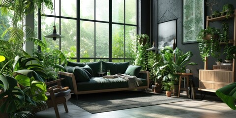 Obraz premium Green Filled Living Room