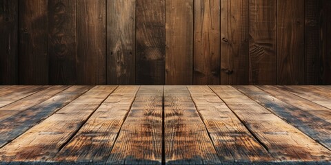 Wooden Floor With Wooden Wall Background