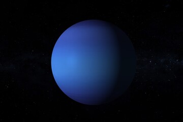 Realistic planet Neptune spinning in space among the stars.