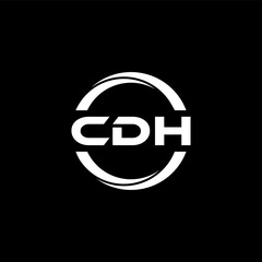 CDH letter logo design with black background in illustrator, cube logo, vector logo, modern alphabet font overlap style. calligraphy designs for logo, Poster, Invitation, etc.