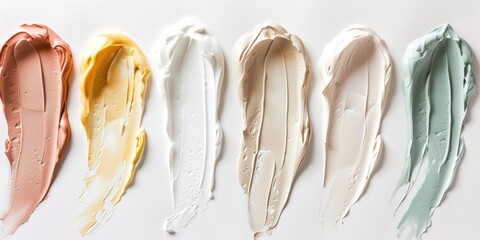 Fototapeta premium Five Different Shades of Paint on a White Surface