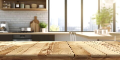Wooden Table Top in Kitchen