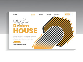 Real estate landing page banner template, modern house banner design