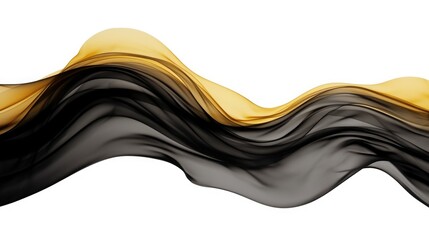 Watercolor black wave on white background