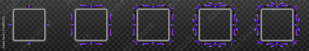 Poster metal and purple game gui avatar banner frames set for game ui designs