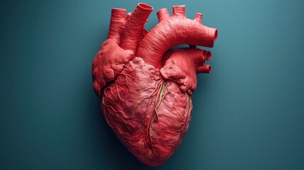  a heart on a blue background with a red vein on the left side of the heart and a red vein on the right side of the left side of the heart.