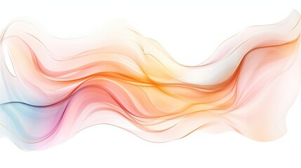 Watercolor beige pink wave on white background