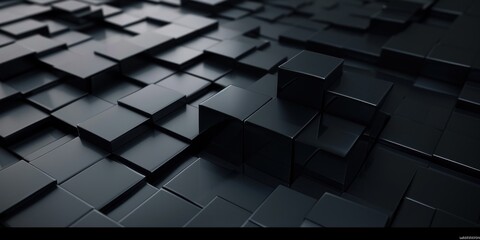 Abstract Black Background With Squares and Rectangles - obrazy, fototapety, plakaty