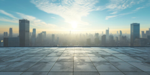 Fototapeta premium Sun Shines Over City Skyline