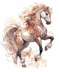 Embrace Prosperity: Chinese New Year's Animal Charm Sacred Horse Symbolism in Ornate Golden Decorative Tradition