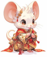 Celebrate Chinese New Year with Elegance: Golden Ornament Animal Zodiac Animal Charm Mouse in Festive Cultural Tradition