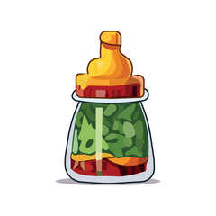 Artichelen sauce of colorful set. In this chili sauce jar illustration creative design meets playful cartoon aesthetics on a clean white canvas. Vector illustration.