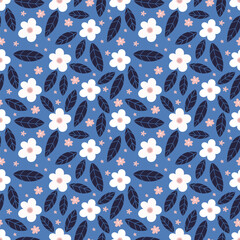 Vector decorative flowers seamless pattern design for fabric, wallpaper or wrapping paper.