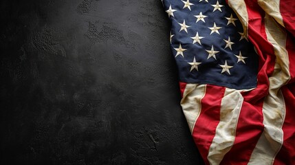 Fototapeta premium Vintage American flag on texture background with copy space.