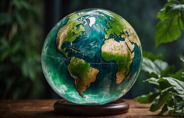 globe in the glass . green earth concept