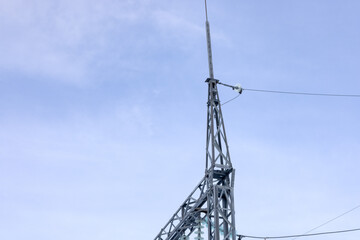 Lightning rod on an electric support. Safety precautions