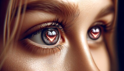 Close-Up of Eye with Heart Reflection