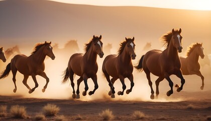 horses in the desert