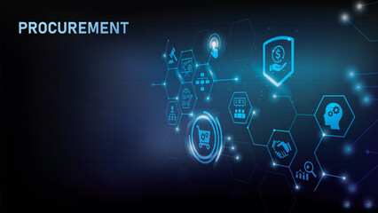 Procurement management banner web icon vector illustration concept with icon of operational management, strategy, structure, people, governance, process, technology and performance