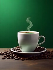 a cup of coffee in green screen background