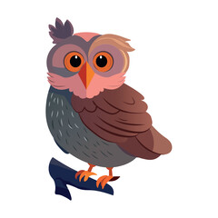 Owl of colorful set. This charming illustration feature a cute owl in a captivating cartoon design against a pristine white background. Vector illustration.