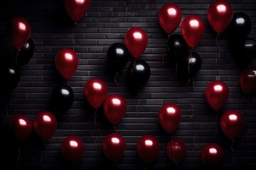 Black and red beautiful balloons on wall for a beautiful view