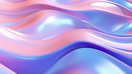 Fototapeta premium Holographic chrome gradient waves abstract background.