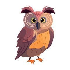 Owl of colorful set. This endearing illustration feature a cute owl in a captivating cartoon style against a serene white background. Vector illustration.