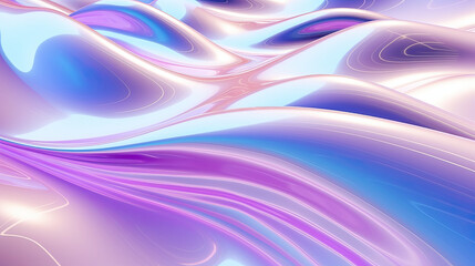 Fototapeta premium Holographic chrome gradient waves abstract background.