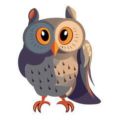 Owl of colorful set. This illustration captures the essence of owl wisdom and charm, portraying a cute owl in a captivating cartoon design against a serene white backdrop. Vector illustration.