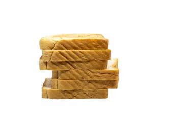 Bread Pieces Stack Isolated on White Background with Copy Space