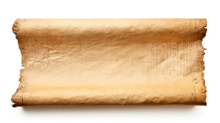 Empty ancient parchment scroll isolated on white background