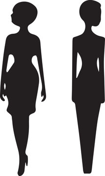 Two Girl Standing Silhouette vector illustration