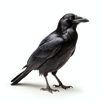 a crow, studio light , isolated on white background