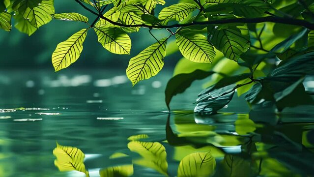 plants with hundreds of leaves reflect in the water