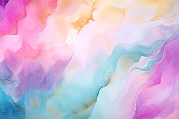 Vibrant abstract art background with swirling pastel hues of pink, blue, green and purple with dreamy feel