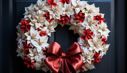 Winter wreath of flowers, a gift of celebration generated by AI