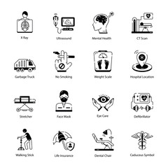 Linear Icon Set Depicting Medical Services 

