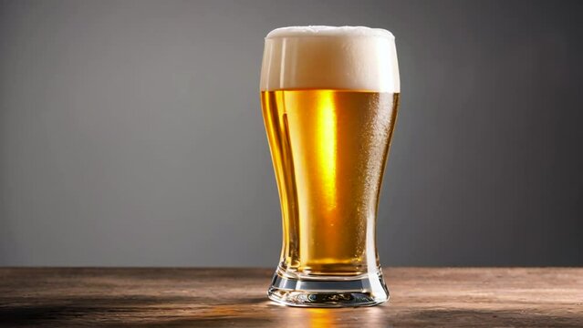Beautiful beer glass isolated on warm dark background with ample space for different text placement, generated AI
