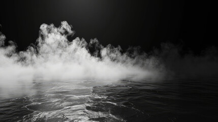 Naklejka premium Smoke black ground fog cloud floor mist background steam dust dark white horror overlay. Ground smoke haze night black water atmosphere 3d magic spooky smog texture isolated transparent effect circle