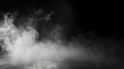 Smoke black ground fog cloud floor mist background steam dust dark white horror overlay. Ground...