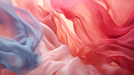 Obraz premium Beautiful graceful flowing multicolored transparent silk fabrics. Background with smooth waves for design.